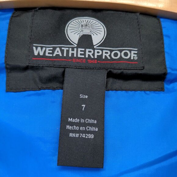 Weatherproof Boy's Puffer Jacket Blue 7 Zip Front Long Sleeve Hooded Zip Front - Picture 12 of 16